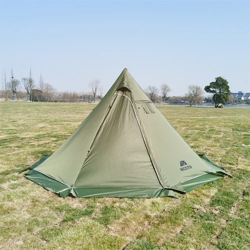 Imagen 2 del producto Tienda de campaña Tipi con hornillo para 4 a 6 personas, Tipi con conector 400PRO, pirámide para acampar, mochilero y senderismo