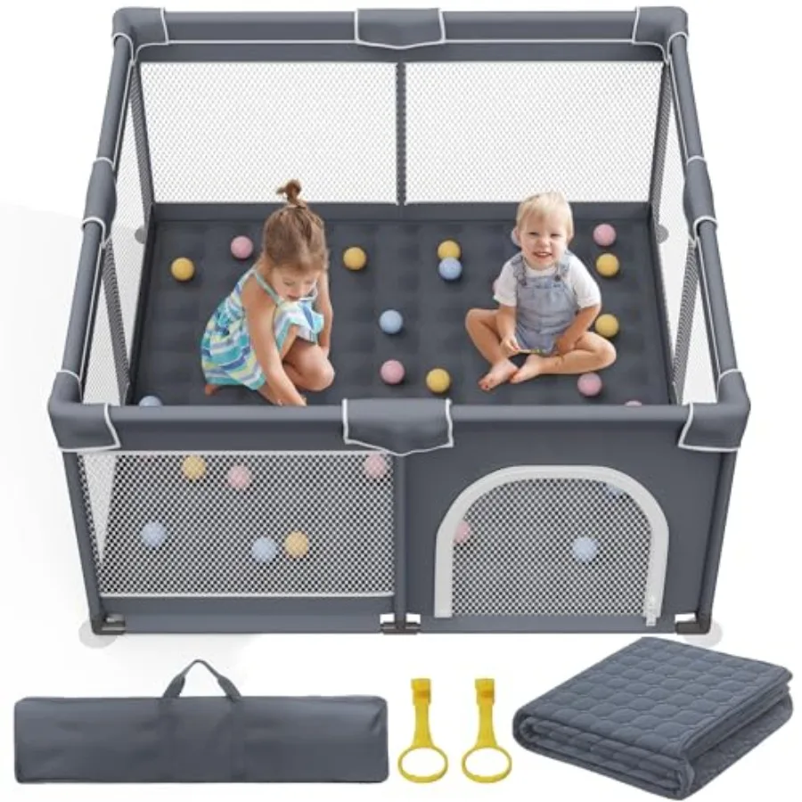 

Baby Playpen with Mat Play Yard with Playmat Toddler Playpen with Bag Indoor and Outdoor Activity Center 50"x50"