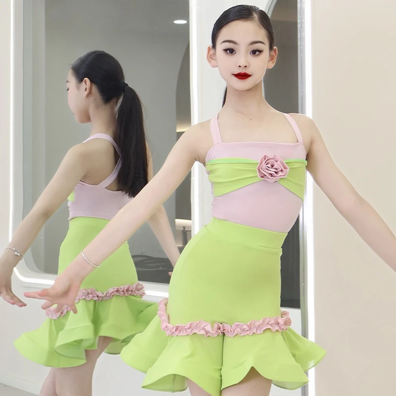 

Summer Girls Performance Latin Dance Dresses Kids Chacha Salsa Latin Dance Costume Stage Competition Dancing Suits SL12916