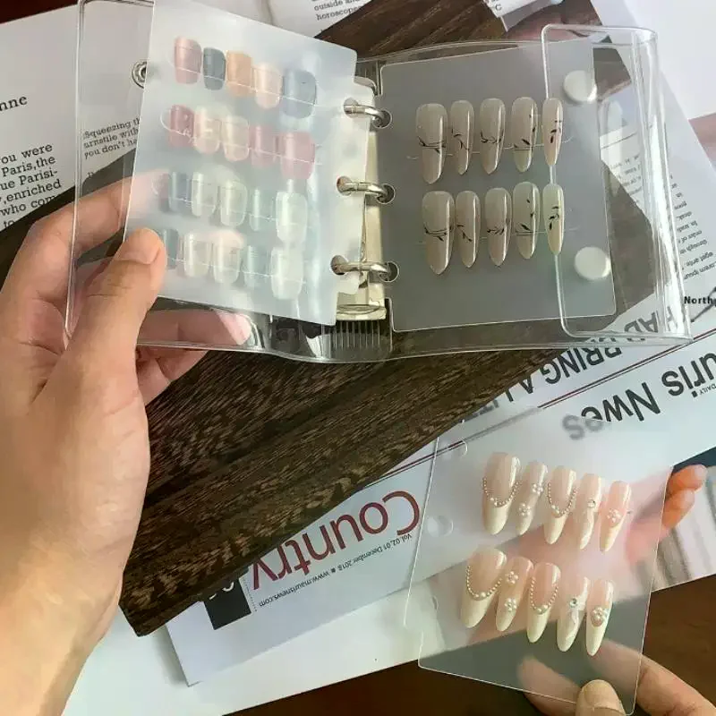 Nail Art Piece Fake Nail Storage Book Double Buckle 3 Holes Card Clip Display Board DIY Simple Album Storage Book