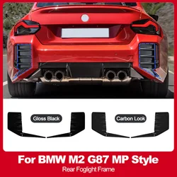 For BMW M2 G87 MP Style Rear Foglight Frame ABS Gloss Black Rear Side Bumper Wind Knife Trim Cover 2023 2024+