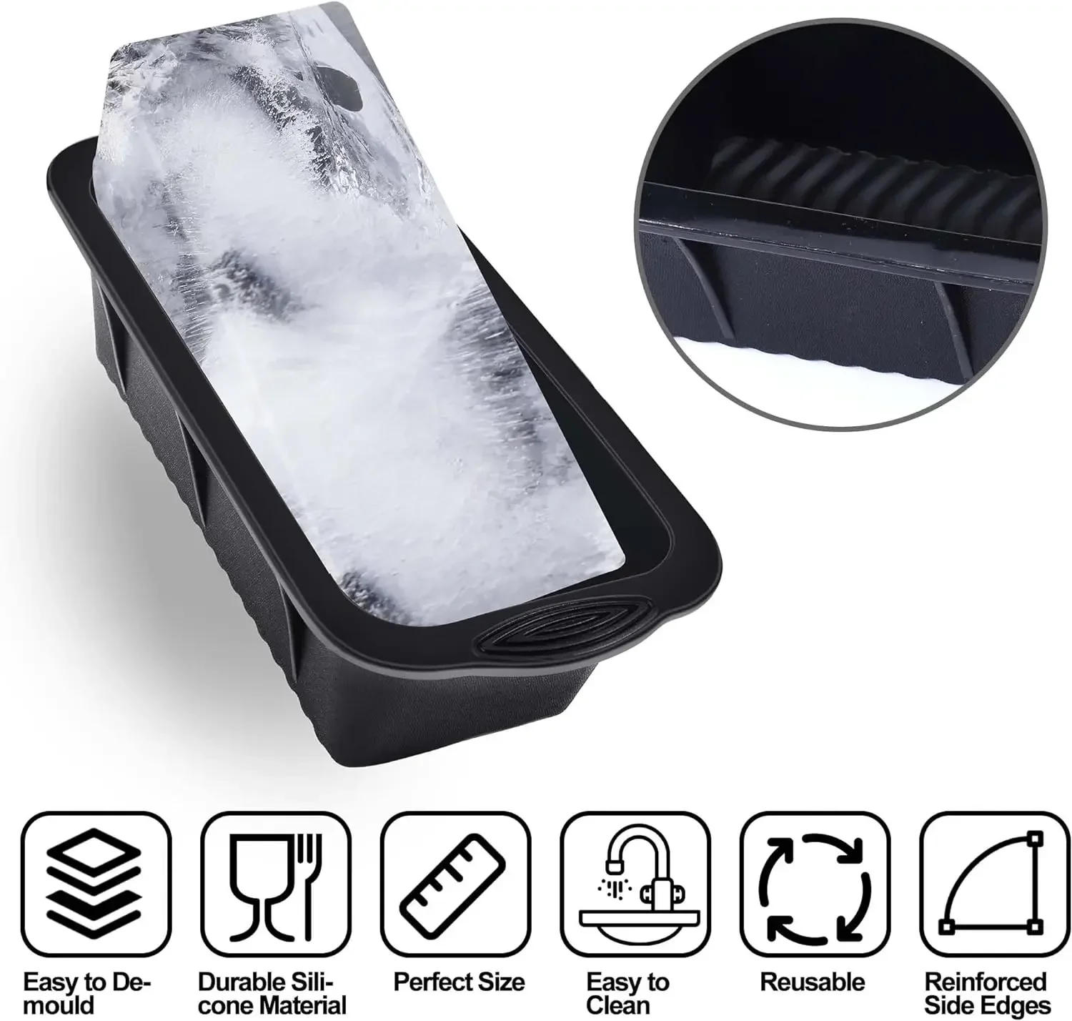 1/3/5PCS Ice Cube Mold Oversized Silicone Ice Crate Efficient Freezing Ice Bath Large Ice Cube Mold Ice Bucket Ice Block Mold