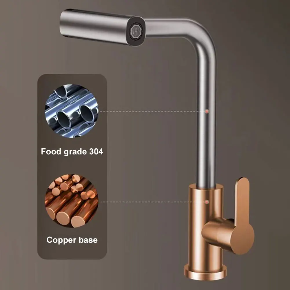 Stainless Steel Kitchen Faucet W/ 4 Water Flow Modes Kitchen Sink Mixer Tap Retractable Pull-Out Kitchen Faucet for Kitchen Sink