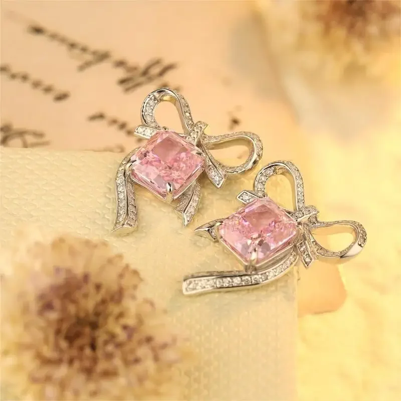 

RUIF 2024 New Butterfly Shape S925 Silve Yellow And Pink Earrings for Women Ice Cut Zirconia New Fashion Jewelry