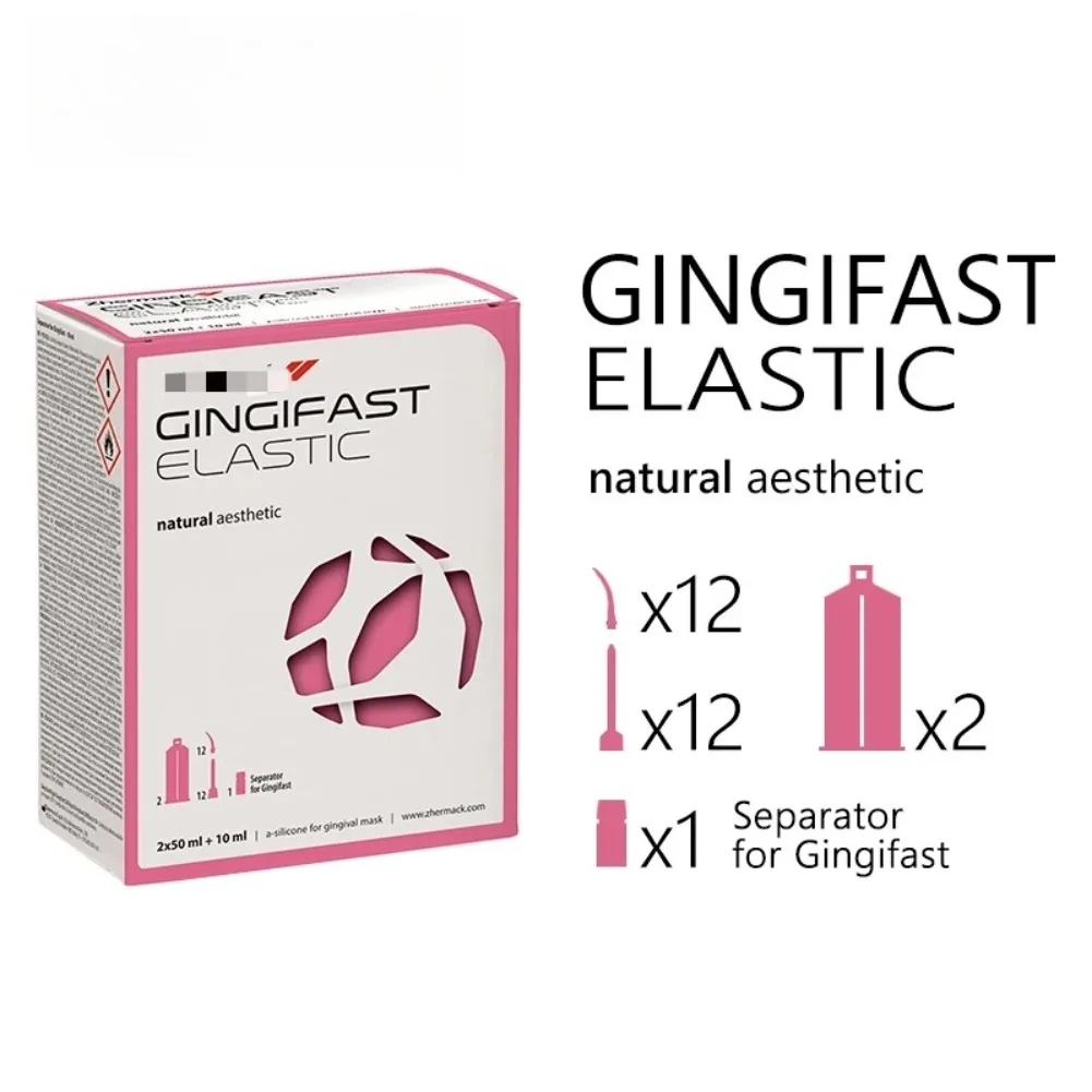 

Zhermack Gingifast Elastic Natural Aesthetic Silicone Gingival Mask Material 1 Kit 12 Units High Elasticity Fast Setting Dental
