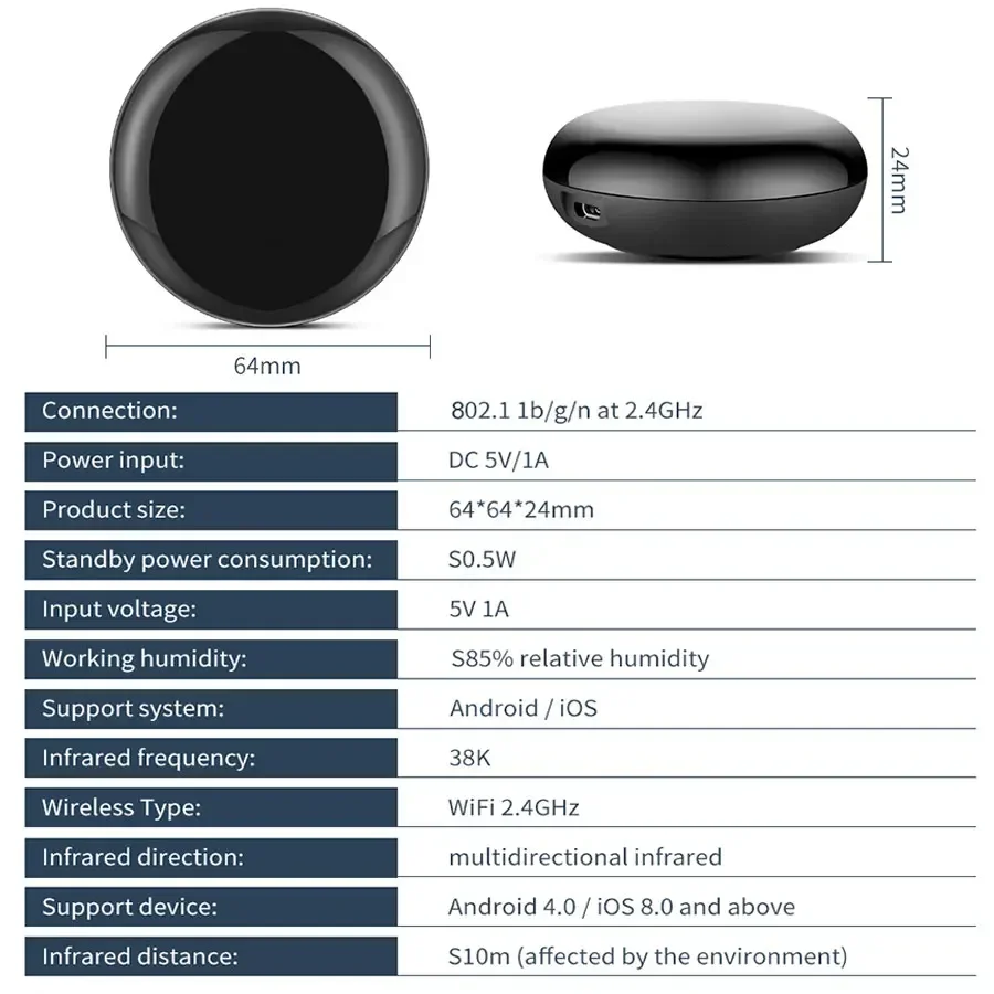 Controle Remoto Universal Inteligente para Casa, Controle Infravermelho, Tuya, WiFi, IR, Funciona com Alexa, Google Home