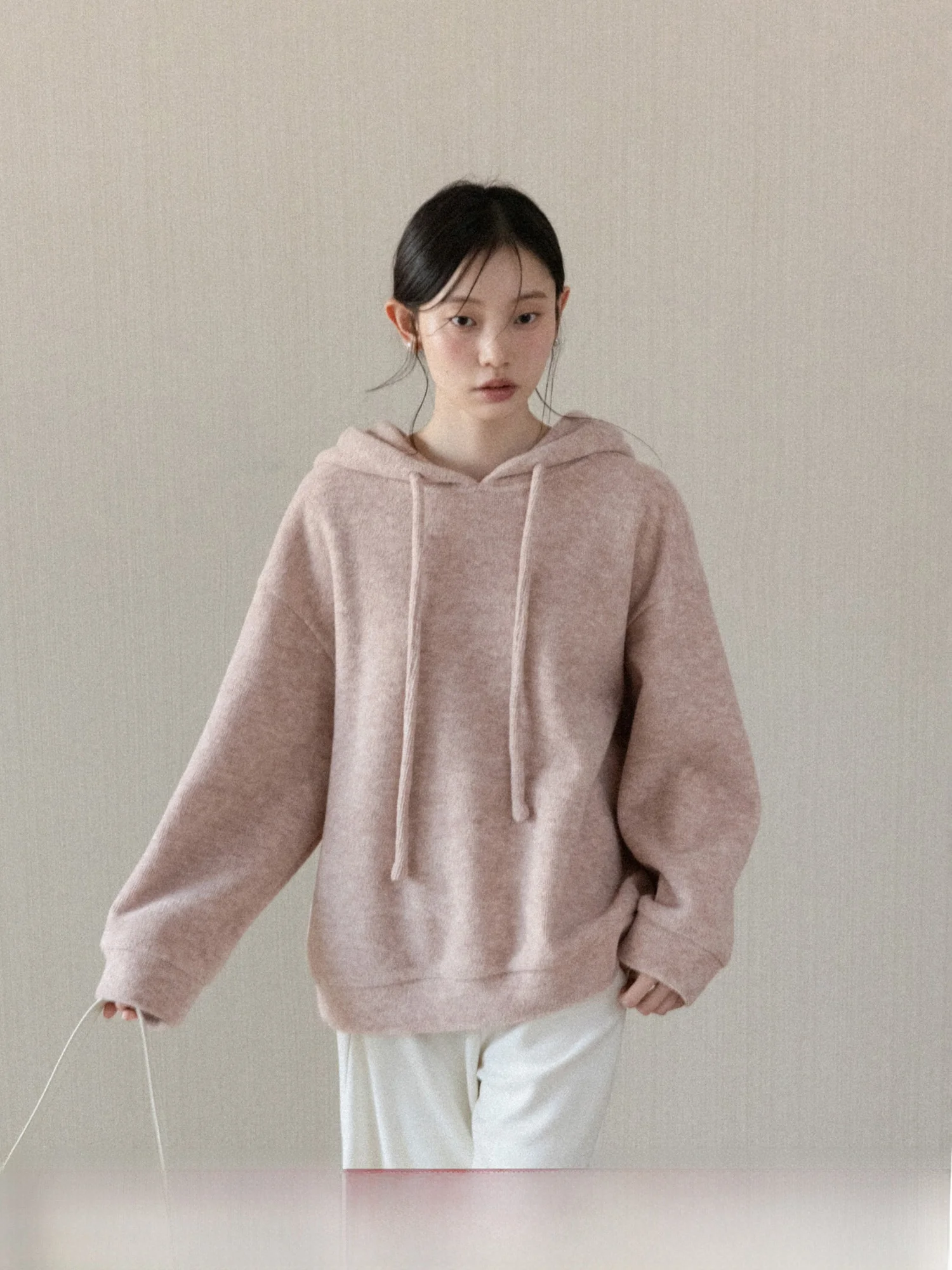 

Canton S Lazy Sle Pink Fce Lined Hoodie Women's Winter Commute Versatile Slimming Top Loose Fit Comfortable Sweatirt