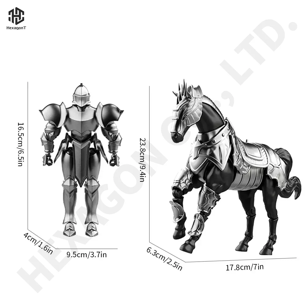 Medieval Knight Action Figure Set with Armored Horse & Armor Accessories, Multi-Joint Plastic Collectible Model Gift,Ideal Gift view 5