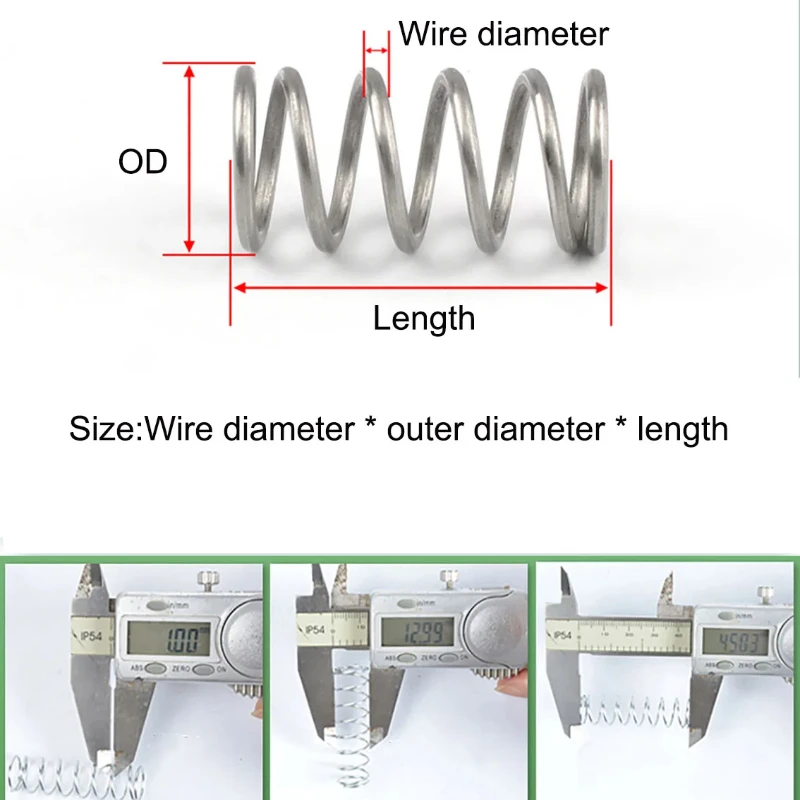 10 шт., диаметр проволоки 0,5 мм/0,6 мм, пружинная сталь, микромаленькая пружина сжатия, наружный диаметр 3–12 мм, длина 5–50 мм