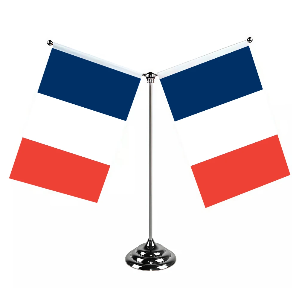 Aerlxemrbrae Metal Stand  14x21cm  Office Desk Flag of France flag  French national Flag Desk Ornaments Flags Decoration Banner