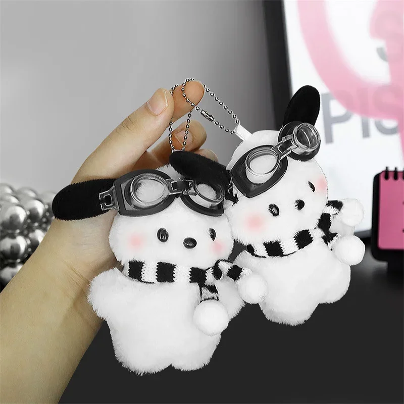 Sanrio Scarf Pochacco Doll Toys Keychain Anime Windshield Pochacco Children Pendant Keyring Women Bags Keychains Christmas Gifts