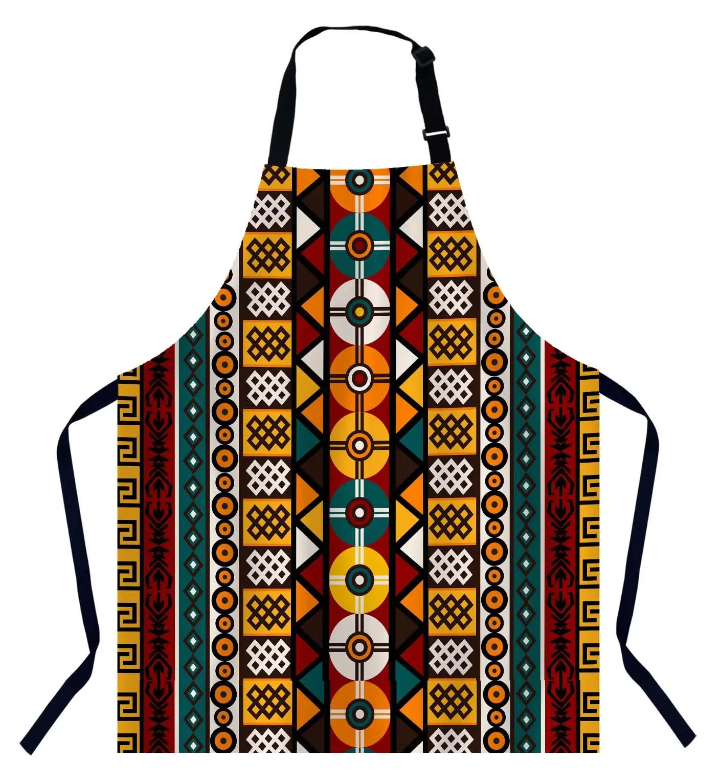 

African Ancient Ethnic with Tribal Motifs Kitchen Apron for Women Men, Unisex Adjustable Cooking Apron, Waterproof Apron