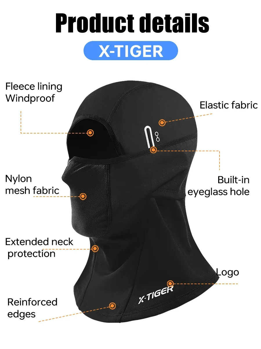 X-TIGER Balaclava Winter Thermo-Fahrradmaske Winddichte Kältebeständige Fahrradmaske Kletter-Ski-Motorradmaske Vollgesichtsmaske – Detail 8