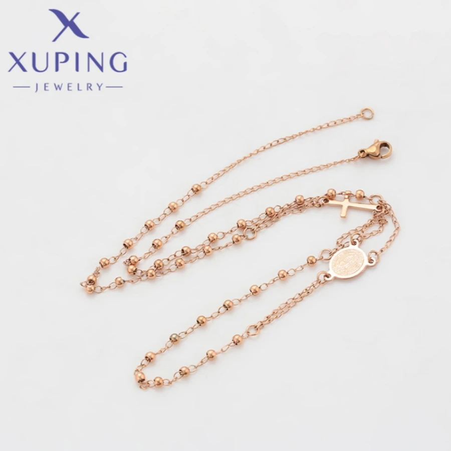 Xuping Jewelry Fashion Stainless Steel Circular Rose Gold Color Chains Necklace for Women Men Christmas Party Gift T000928166