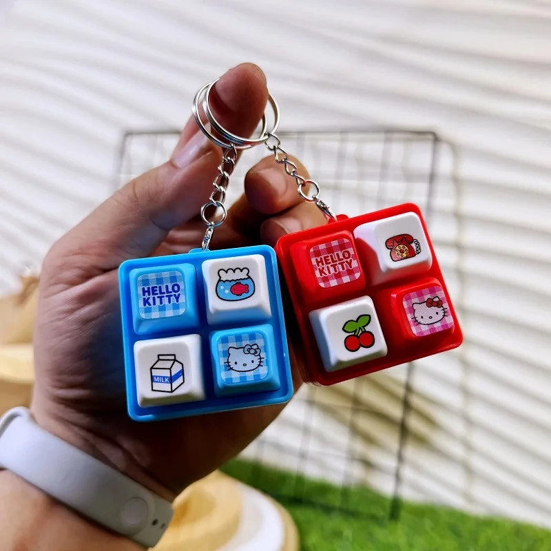 Hello Kitty Four Grid Sound Light Clicker Keychain Kawaii Cute Fidget Toy; Stress Relief Toy ;Sensory Toy;Squishy Party Gift view 4