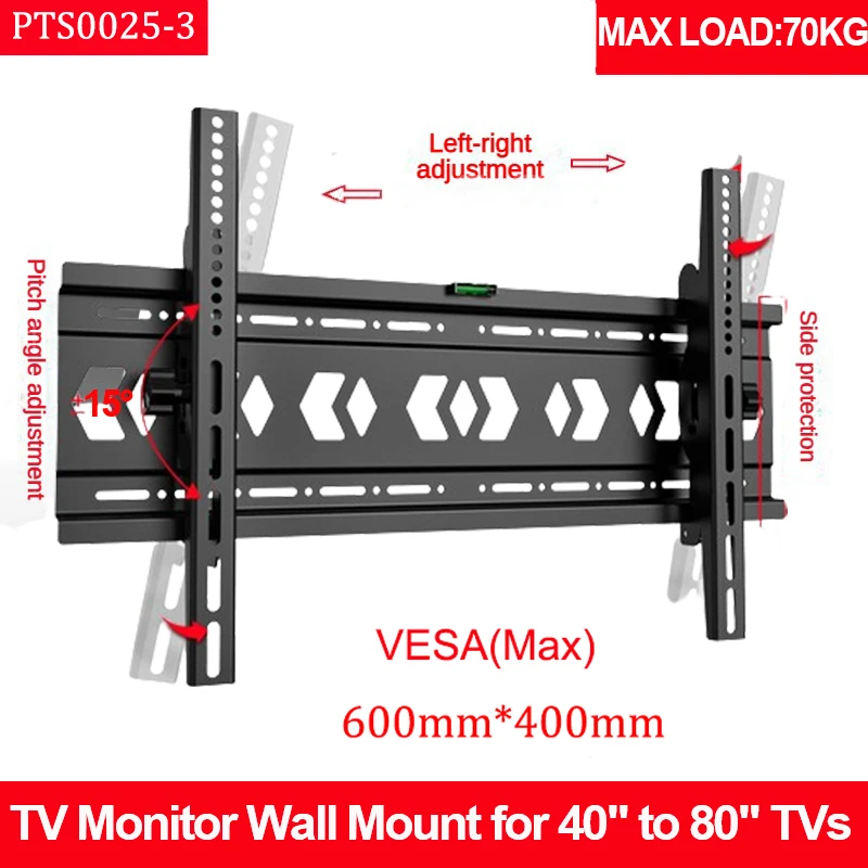

Универсальное настенное крепление для телевизора, регулируемый ультратонкий плазменный наклонный монитор, настенный кронштейн для ЖК-телевизора Ultra HD, подходит для телевизоров 40–80 дюймов
