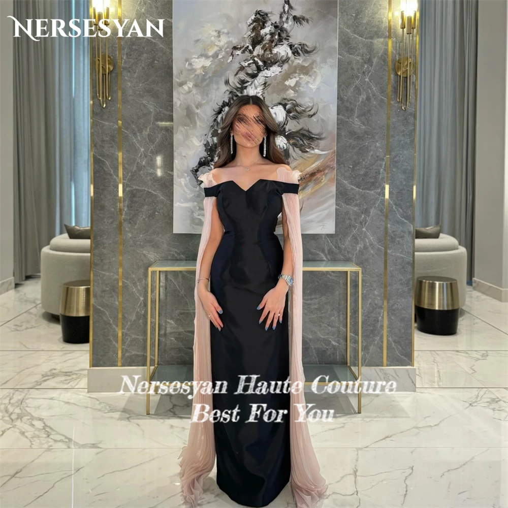 Nersesyan Elegant Mermaid Evening Dresses Off Shoulder Pleats Angel Sleeves Prom Dress Backless فساتين السهرة  Party Gowns 2024