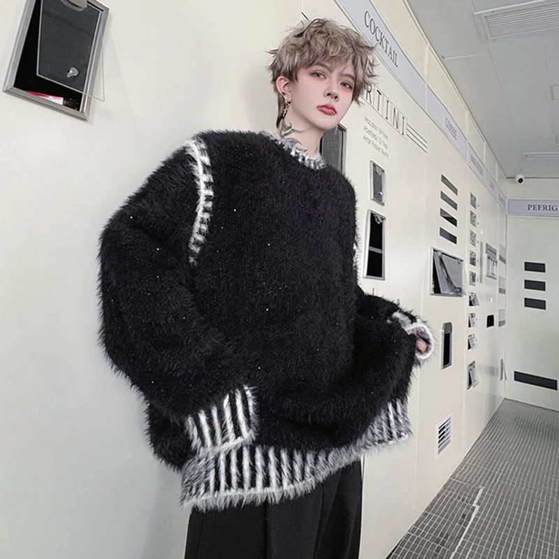 LUZHEN 2025 зимний однотонный жаккардовый вязаный пуловер с круглым вырезом и вышивкой, мужской свободный уличный свитер высокого качества JY4909