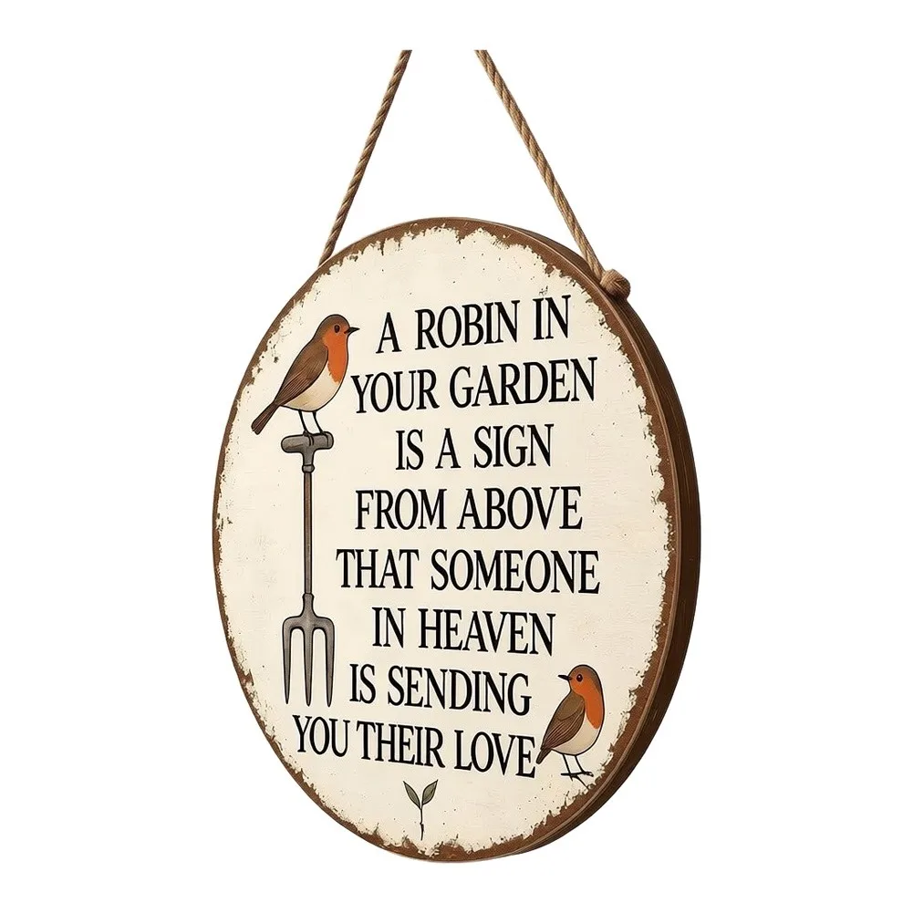 Sentimental Garden Wall Decor with Uplifting Quote Birds and Farm Tools for Cottage Kitchen Living Room Barn 20x20cm Tin Plaque