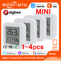 1~4PCS Zigbee 3.0 Temperature Humidity Sensor Require Tuya Zigbee Hub work with Tuya Alexa Yandex Zigbee2MQTT ZHA