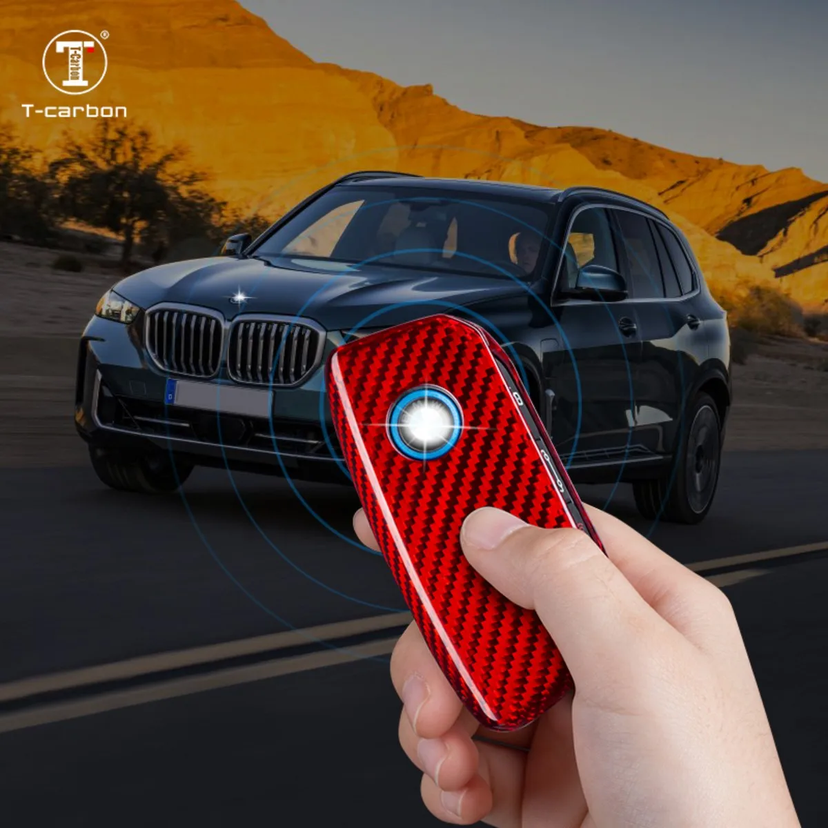 Carbon Fiber Car Key Case Cover Fit For BMW 2023 7 Series I7 G07 LCI XM X7 G07 U11 Key Holder Interior Accessories T-carbon