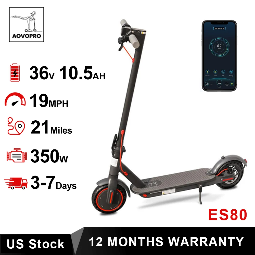 AOVOPRO ES80 Electric Scooters 350W 31km/h Smart APP Folding Scooter For Work Aluminum Alloy Electric Scooter Long Battery Life