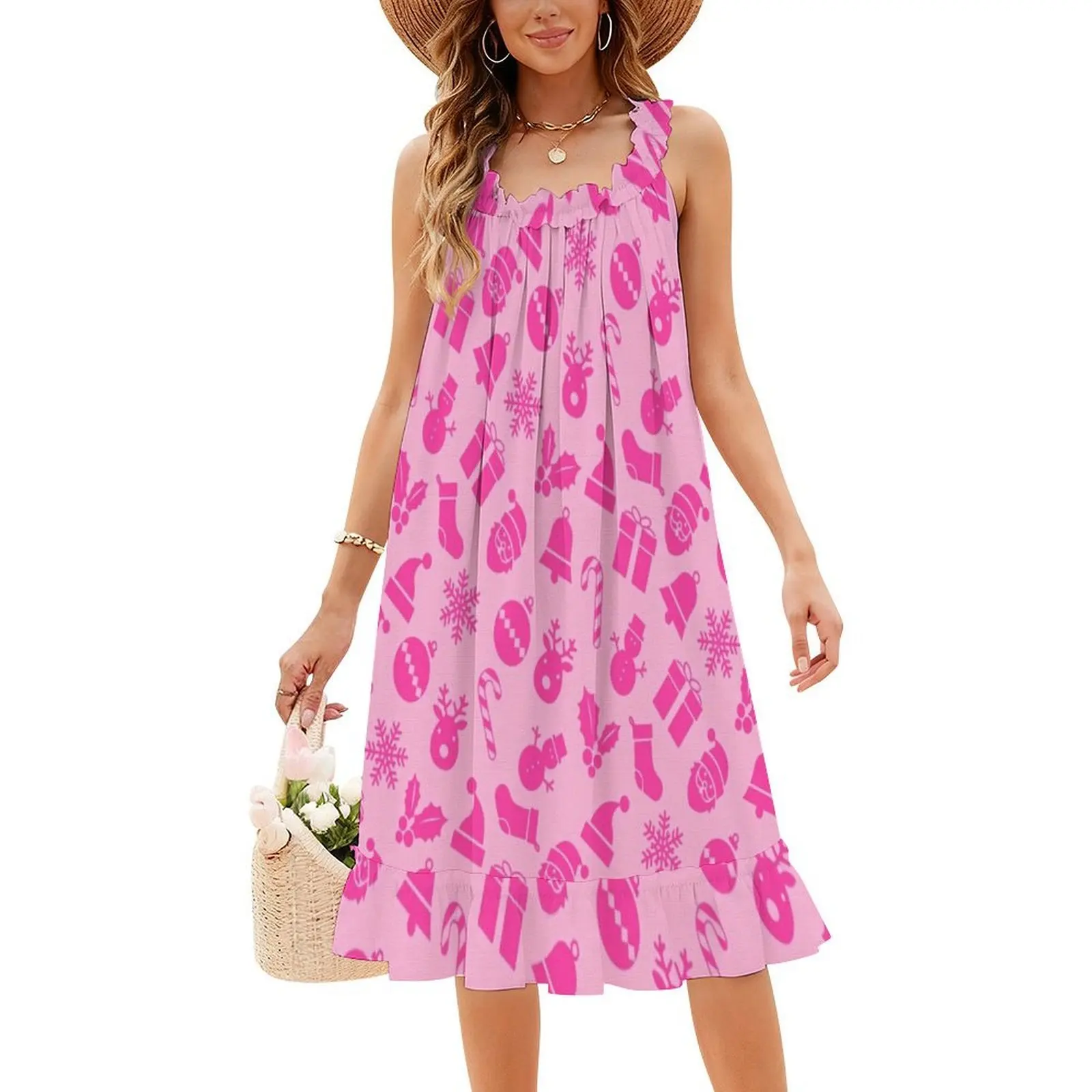 لطيف منفعل احتفالي سانتا كلوز عيد الميلاد الديكور المرأة فستان حفلة أنيقة فستان على شكل حرف a مع خيارات قصيرة/طويلة/أكمام #4