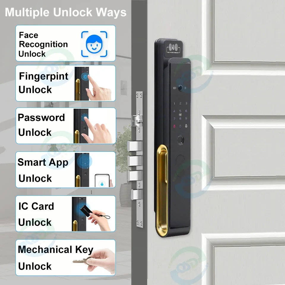 Intelligente Ttlock Wifi App Smart Lock Gezichtsherkenning Automatische Intercom Real-Time Camera Slim Deurslot