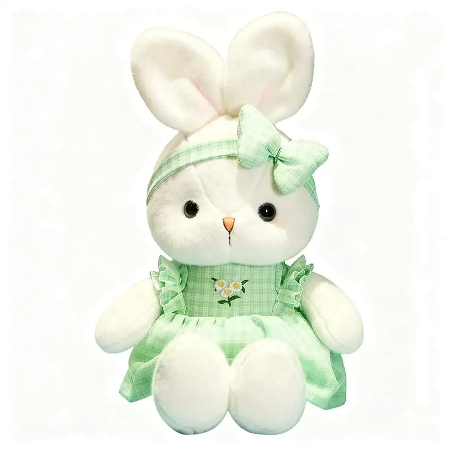 

PlushFable 15.8in Daisy White Bunny Stuffed Animal In Floral Embroidery Dress Soft Rabbit Plushie With Bow Pastel Pink Sky Blue Sage Green Easter Bunny Decor Valentine Gift For Girl Kids Baby Shower Aesthetic Room Decor Spring Gift 2026