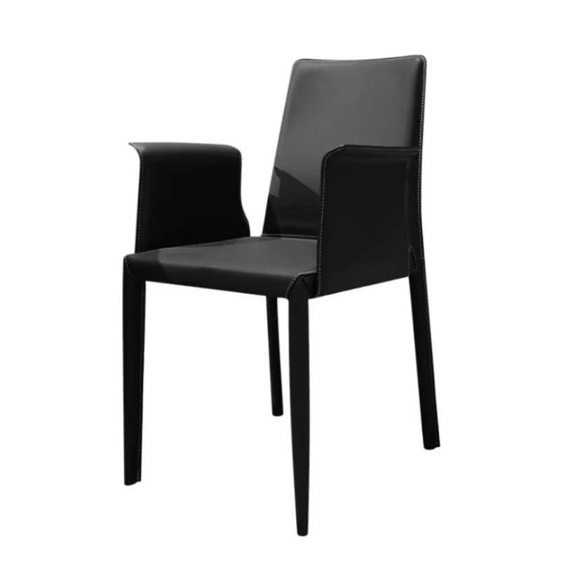 Saddle Leather Dining Chairs with Backrest Nordic Lounge Chairs for Hotel Reception Stool Luxury Conference Chair for Office