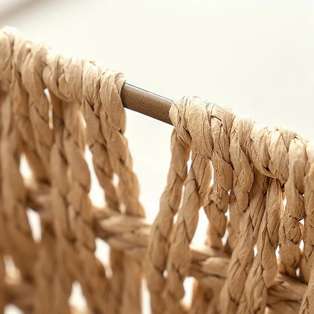 سلات تخزين منسوجة يدويًا منظم أشتات مع غطاء صندوق مستحضرات تجميل مستطيل ملابس سلة غسيل حاوية ألعاب المناشف