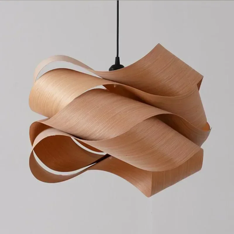 

2023 Wood Skin Hanging Lamps Creative Bar Led Wood Pendant Lights Modern Loft Dining Room Lamps Nordic Kitchen Lighting Fixtures