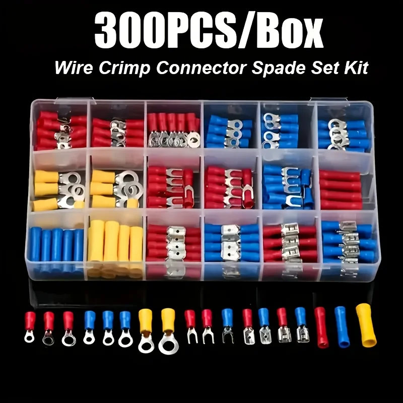 

2Set 280/300pcs Wire Connector Kit Male Female Insulated Terminals Cold Crimp Terminals Assorted Crimp Terminals Spade