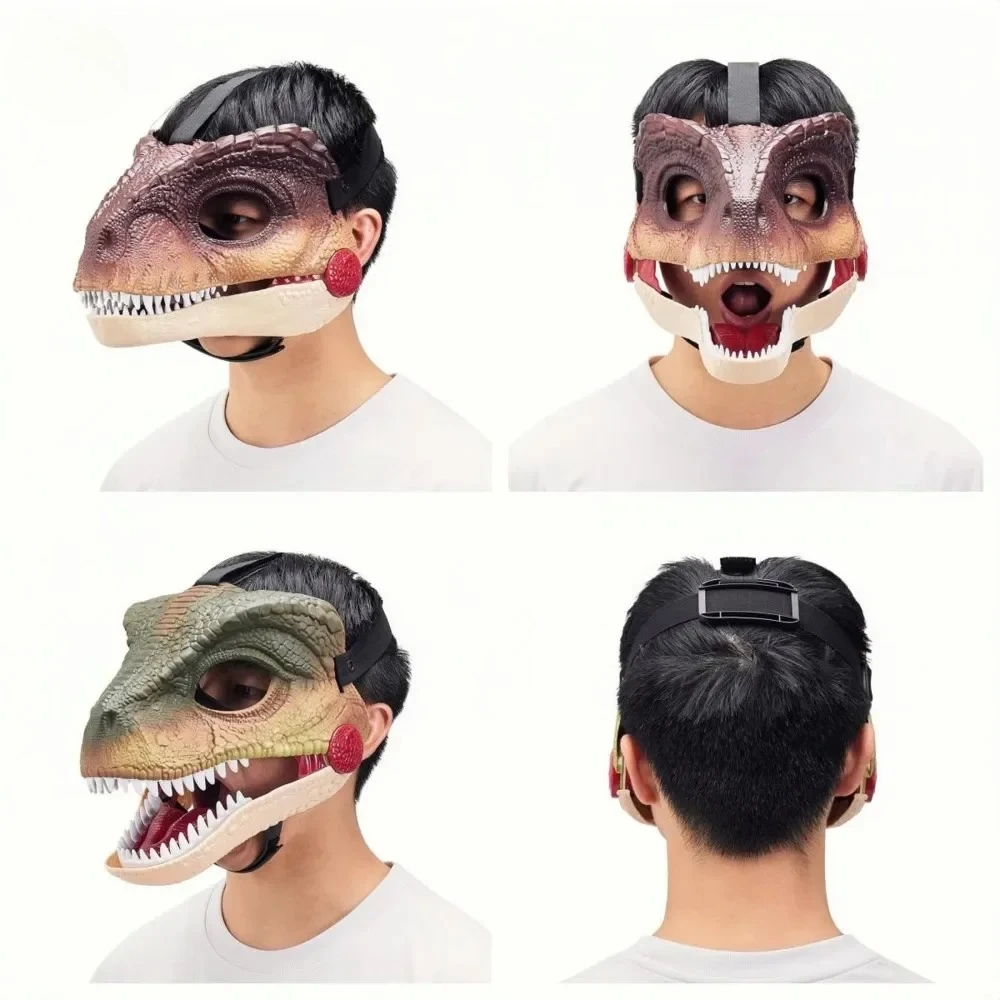 

Funny Dinosaur Mask Dino Mask Moving Jaw Halloween Mask Realistic Dinosaur Head Face Movable Mouth Party Cosplay Props
