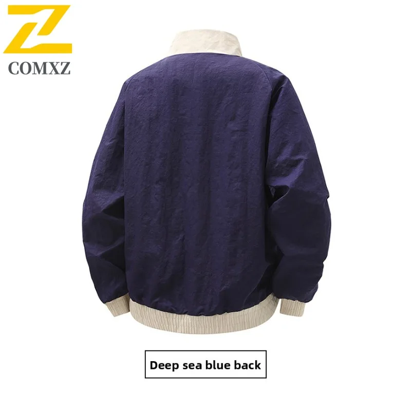 COMXZ Men Jacket Turndown Collar Outdoor Camping  Breathable Lightweight Windbreaker Jackets Autumn Streetwear Minimalist Coat