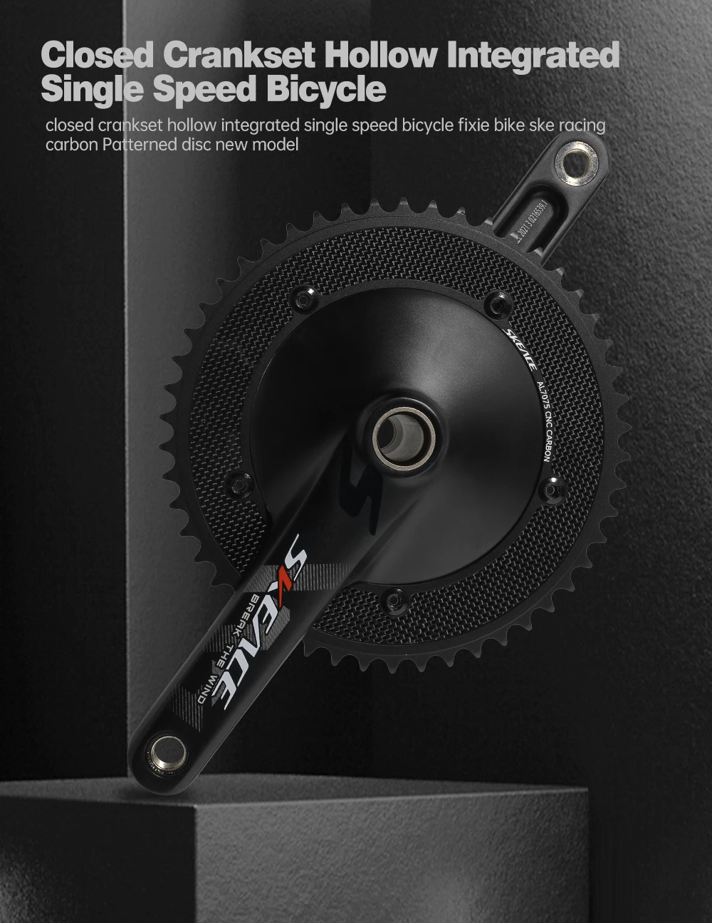 SKEACE Hollowtech Kurbelgarnitur 49T/50T Carbon-Kettenblatt 165mm 144BCD Aluminiumlegierung Fixed-Gear-Fahrradkurbel für Rennrad mit BB – Detail 13