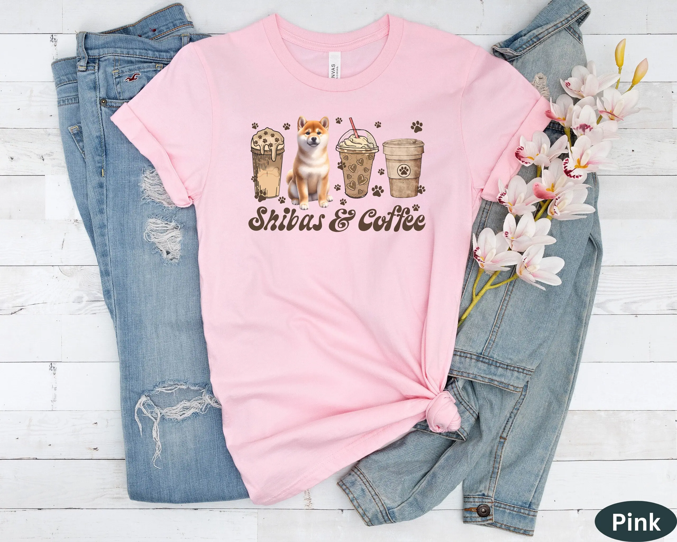 Divertida camiseta de mamá de perro Shiba Inu, regalo para ella de perros lindos para persona, mascota de café