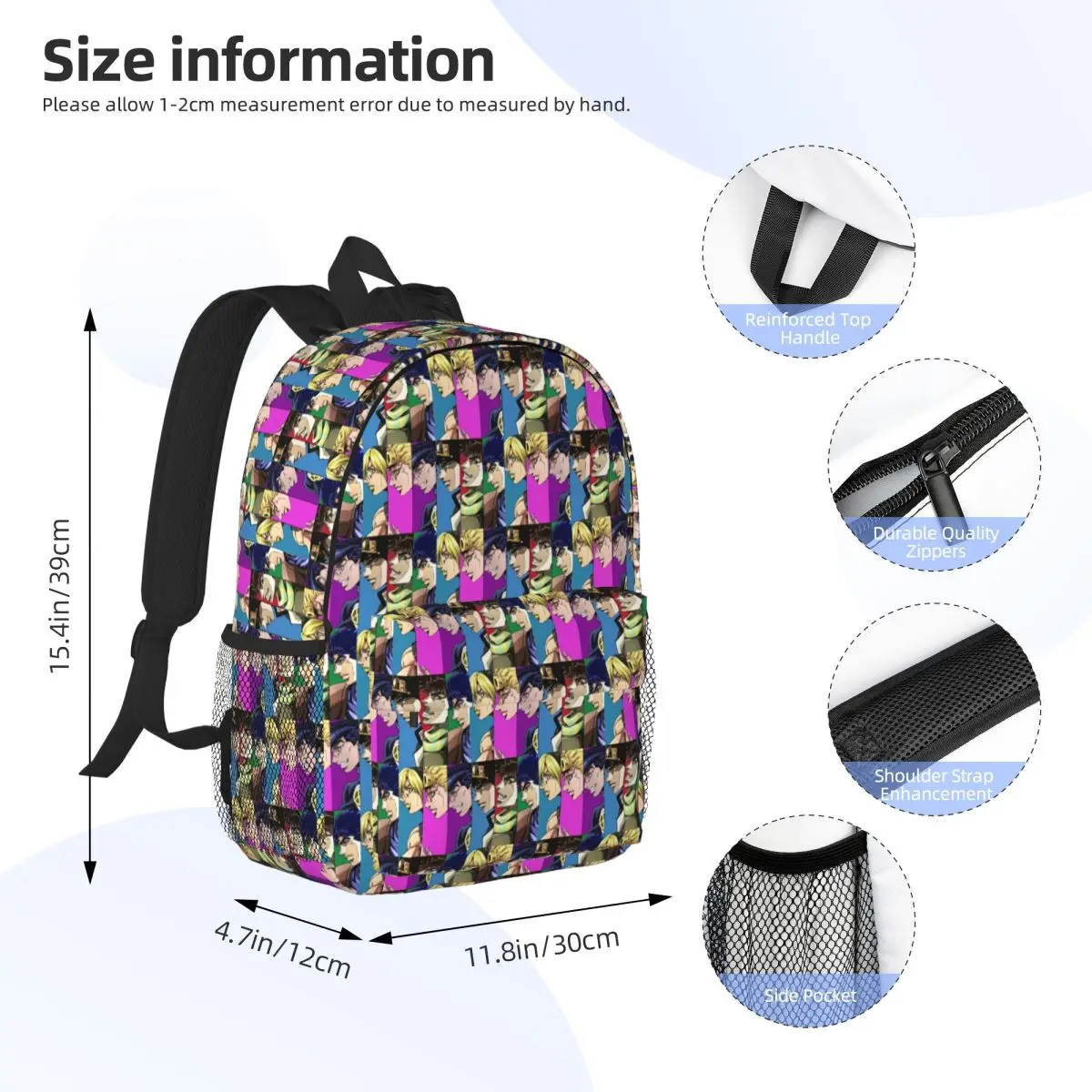 Anime JoJo Bizarre Adventure Backpack Student Boys Girls BookBag Men Women School Bag Computer Shoulder Bags
