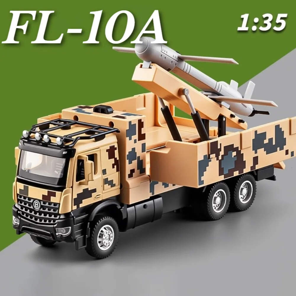 1:35 FL-10A ZSL92 Car Toy Model Alloy Diecast Sound Light Tank Pull Back Miniature Military Missiles Vehicle Models for Friends
