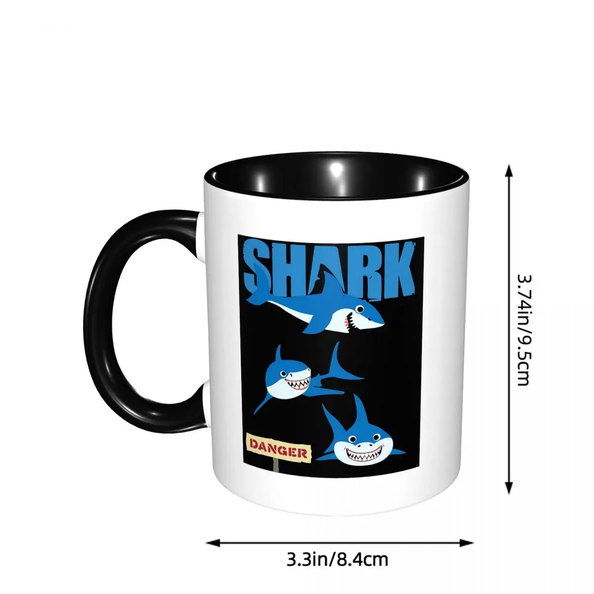 Funny Shark Danger - Crazy Sark Lady Mug Funny Ceramic Coffee Cups Tea Mugs Milk Cup Drinkware Gift for Woman Man