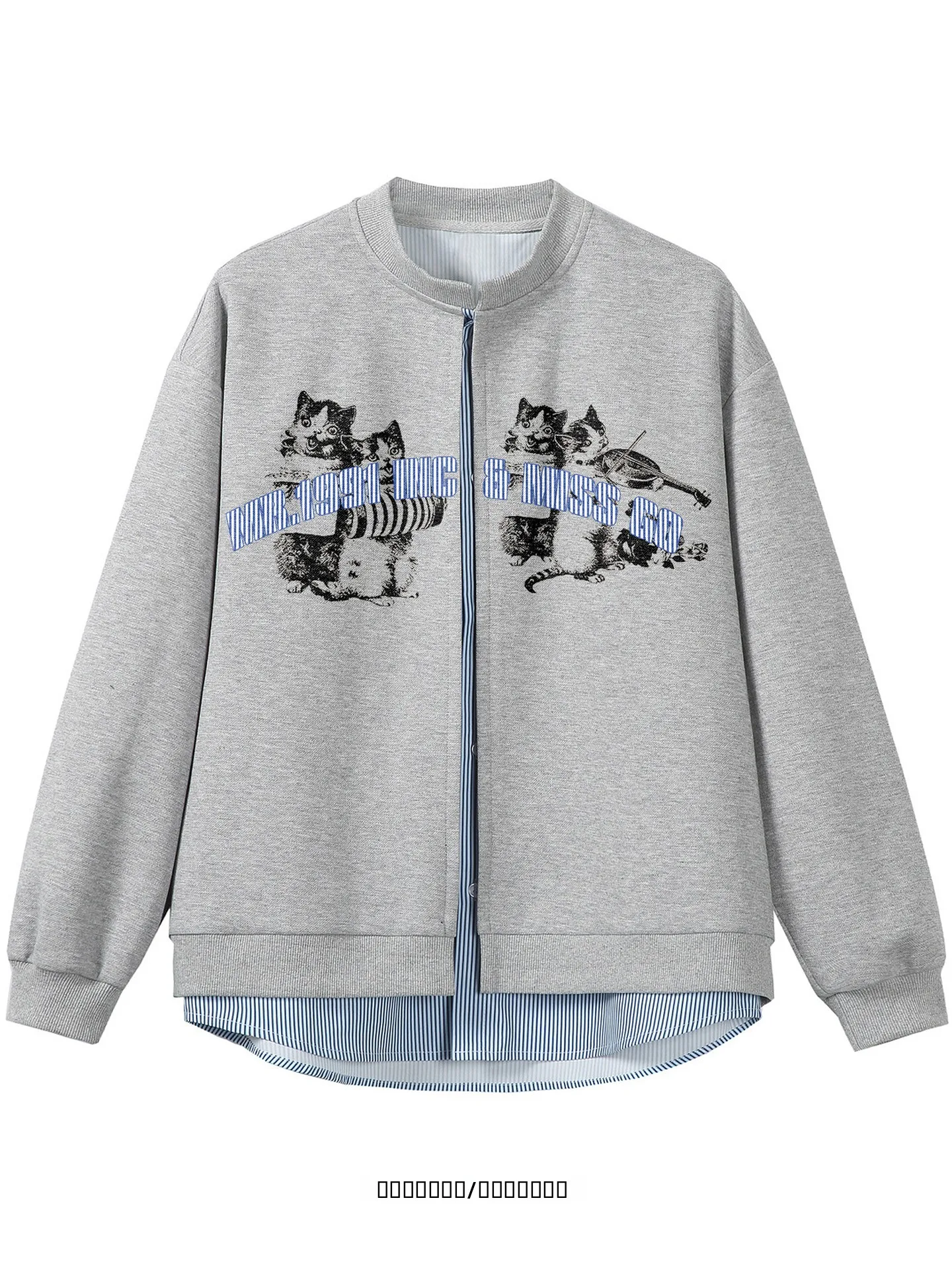 

Свободная толстовка с анималистичным принтом в американском ретро-стиле, имитация двухслойности, повседневная, дышащая, из смесового хлопка и полиэстера