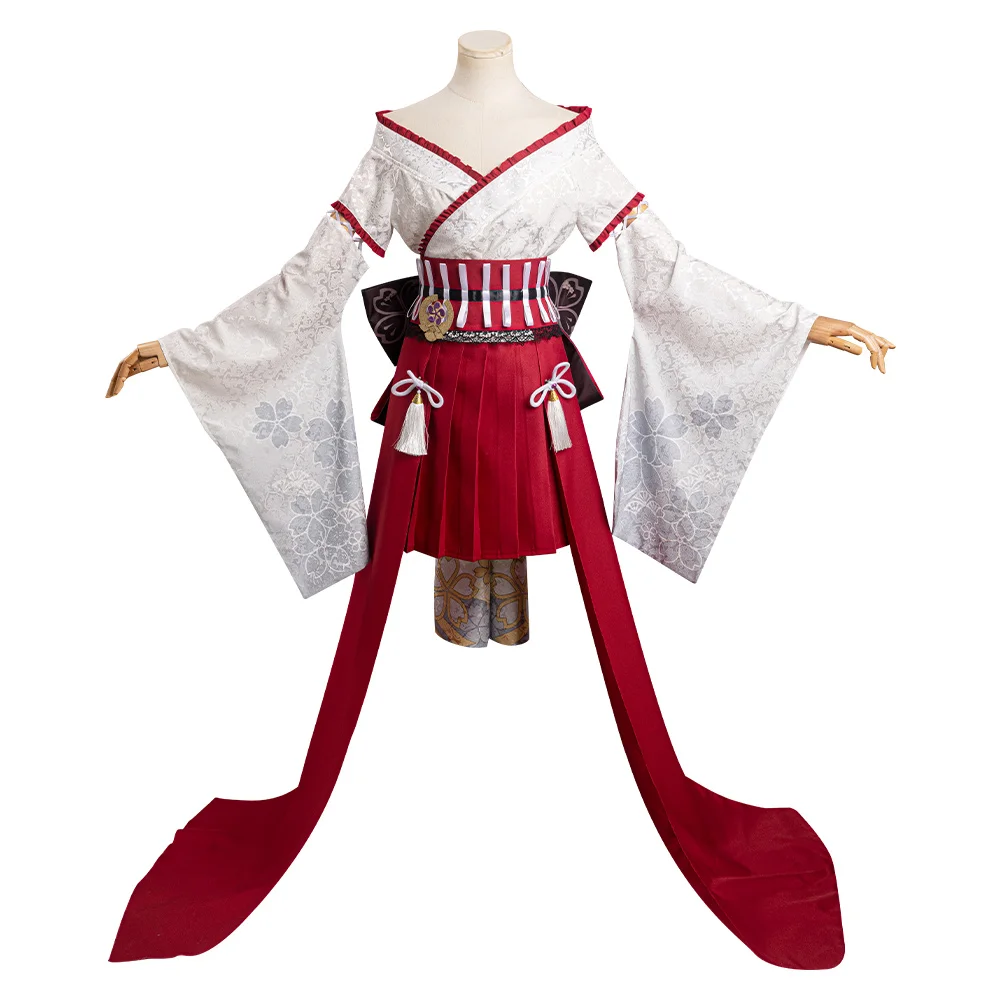 Costume de Cosplay Genshin Impact Yae Ko pour Femme, Perruque Nette, Kimono, Tenues d'Halloween, Carnaval Trempé