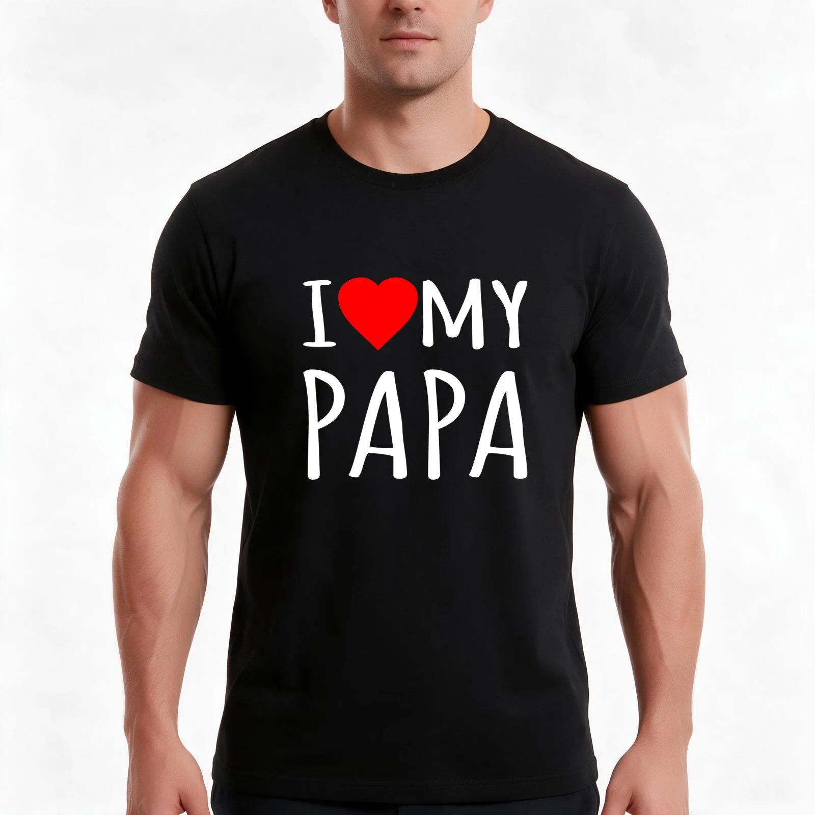 I Love My Papa T-Shirt, Summer Casual Cotton Tee, Oversized Streetwear Tops, Vintage Graphic Print, Loose Fit Short Sleeve