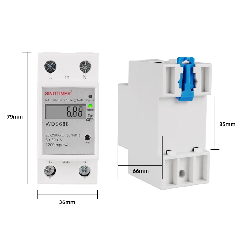 Consumo elettrico digitale Kwh Din Rail Smart Energy Meter Wifi Power Meter Watt Remote Switch Control Monitor 110V 220V AC