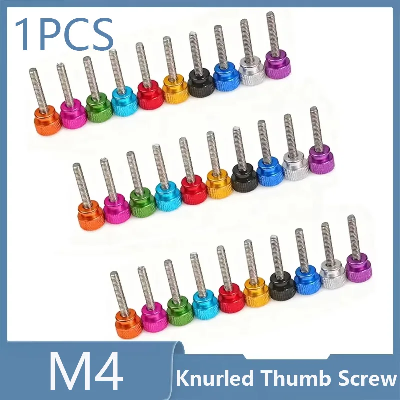 1Pcs M4 Aluminium Alloy Knurled Thumb Screws Stainless Steel Hand Grip Knob Bolts High Type Length 5mm~100mm