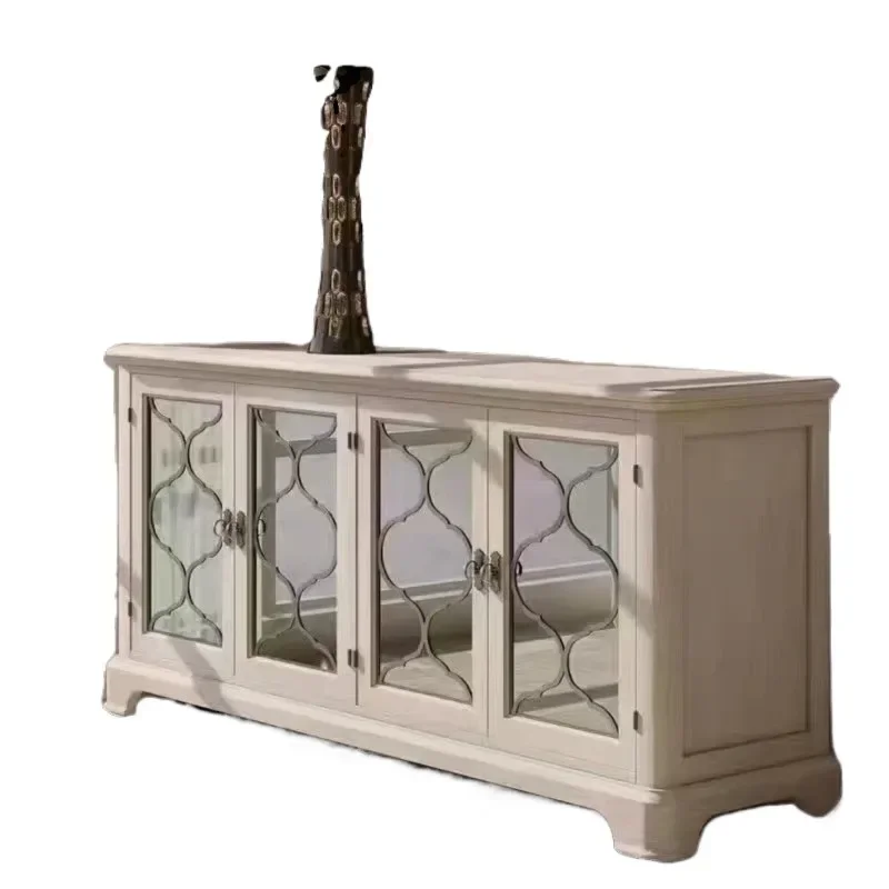 

TV cabinet size apartment living room American solid wood engraved hallway cabinet All solid wood lockers