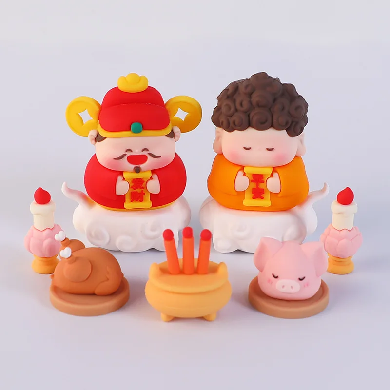 Dragon Year Chinese New Year God of Wealth Decor Spring Festival Party Decor Seek Wealth Opening Cake Topper Desktop Ornaments