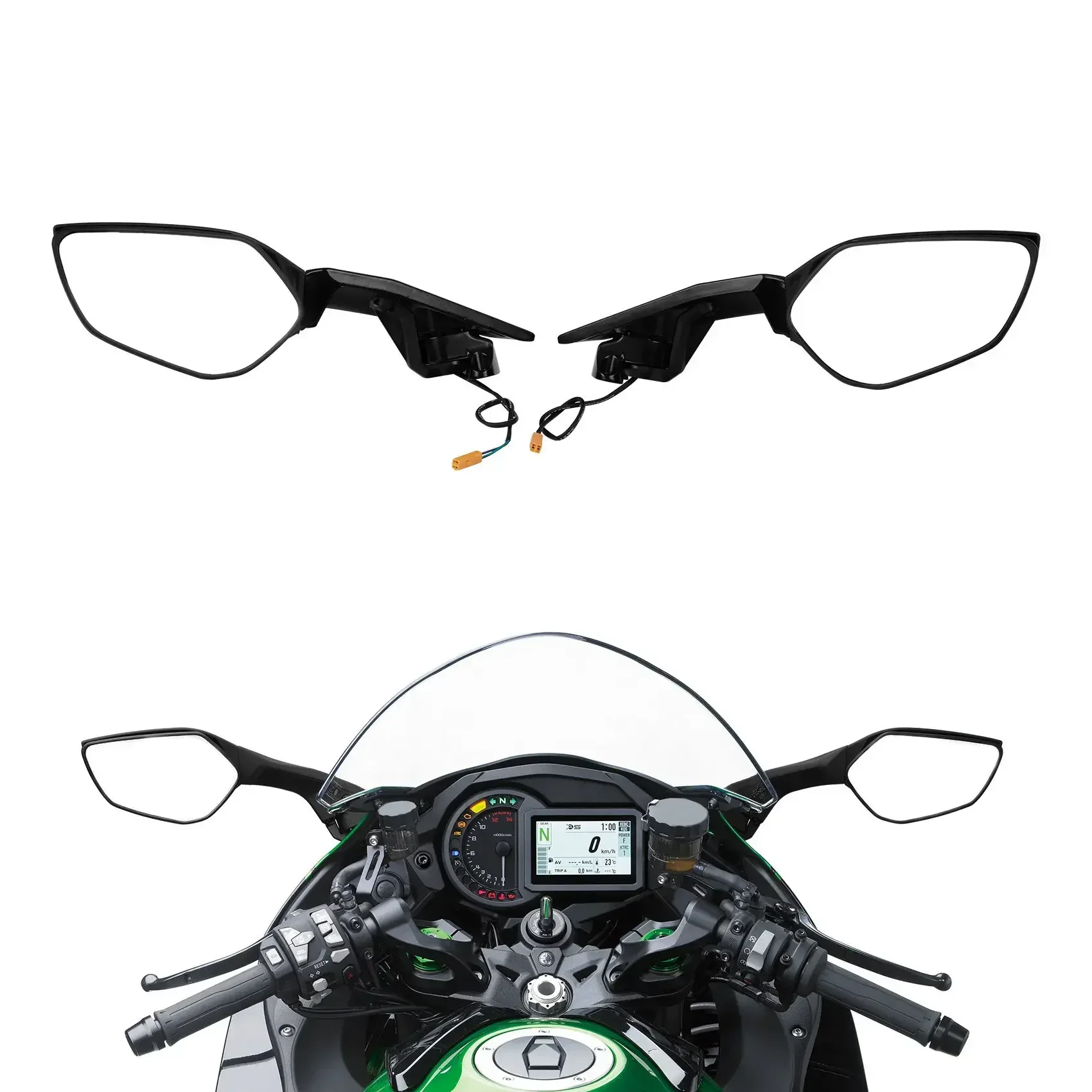 For Kawasaki Ninja H2 2015-2022 ZX1000 2015-2018 Carbon ZX1002 Motorcycle Acsessories Rear View Mirrors LED Turn Signals