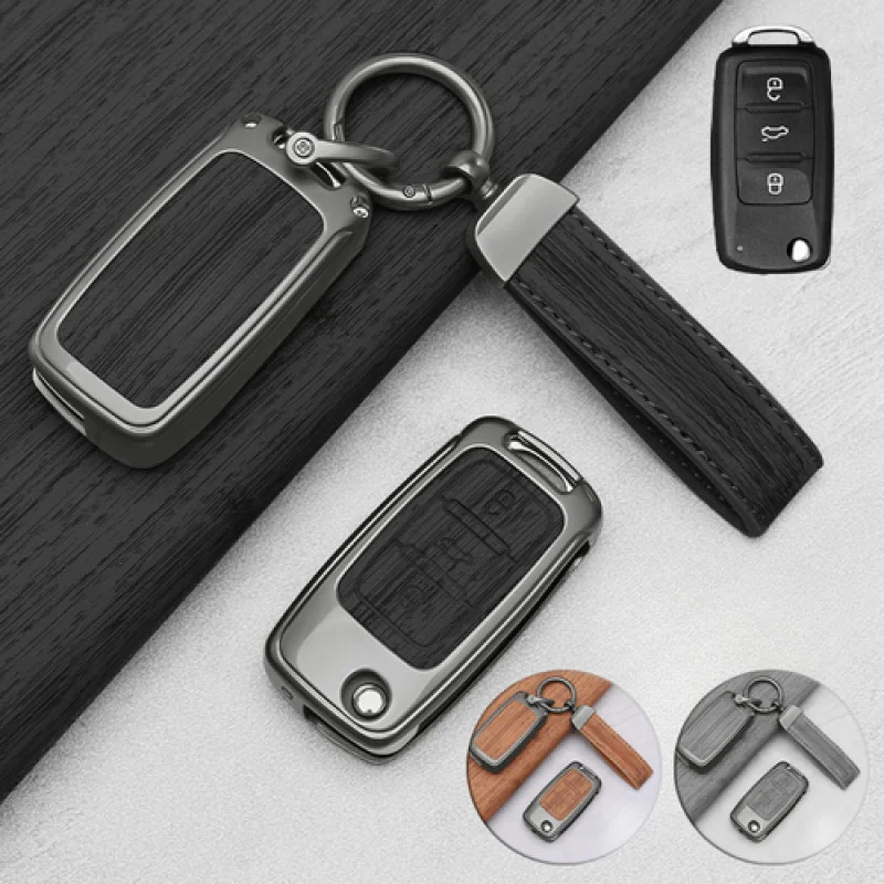 

A+ Zinc Alloy Leather Car Key Case Cover For VW Golf MK6 GTI R32 Jetta Polo Beetle