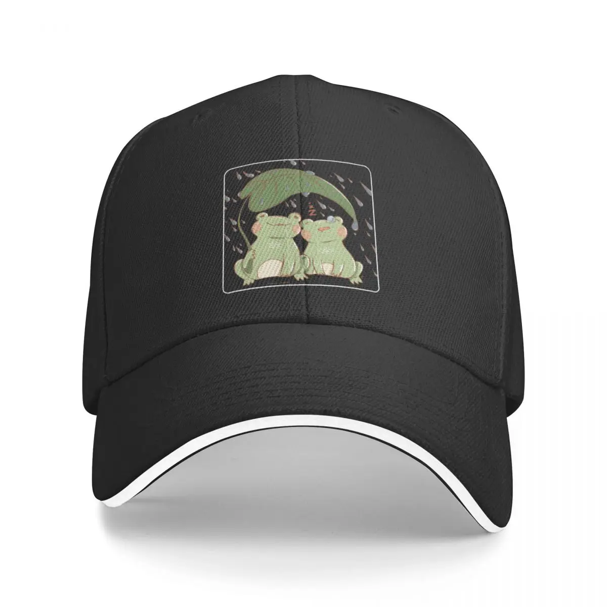 

Rainy Days with Froggies Baseball Cap Hat Man Luxury Big Size Hat Mens Tennis Women's